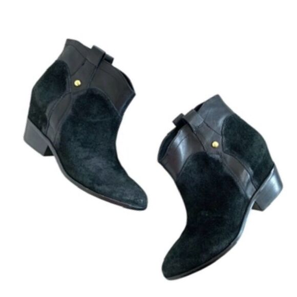 Ivanka Trump Black Leather & Suede Ankle Booties - Picture 2 of 16